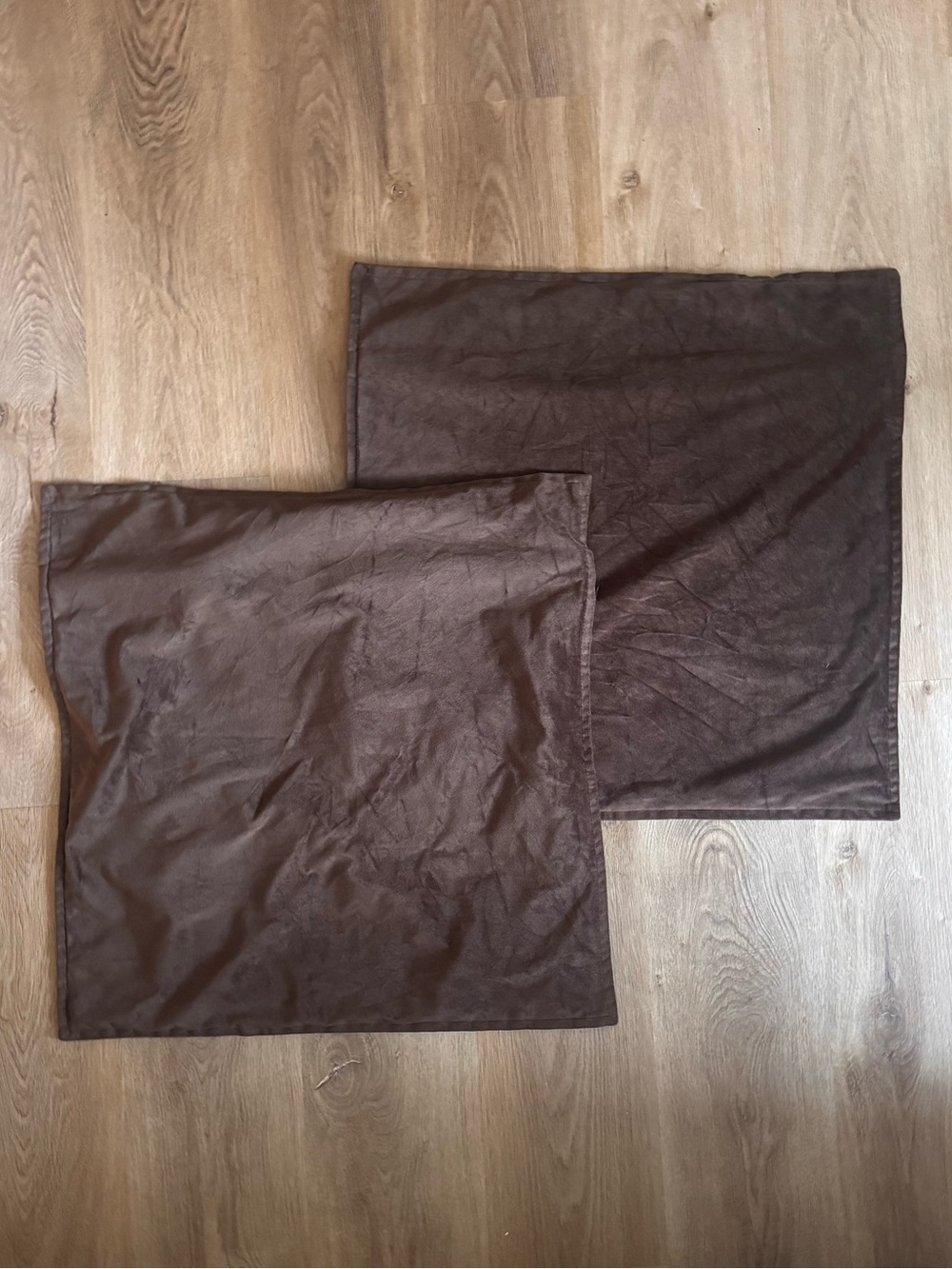 Two Brown Velvet Pillow Covers - 24x24